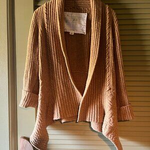 Anthropologie Long Mustard Color Wool Cardigan M